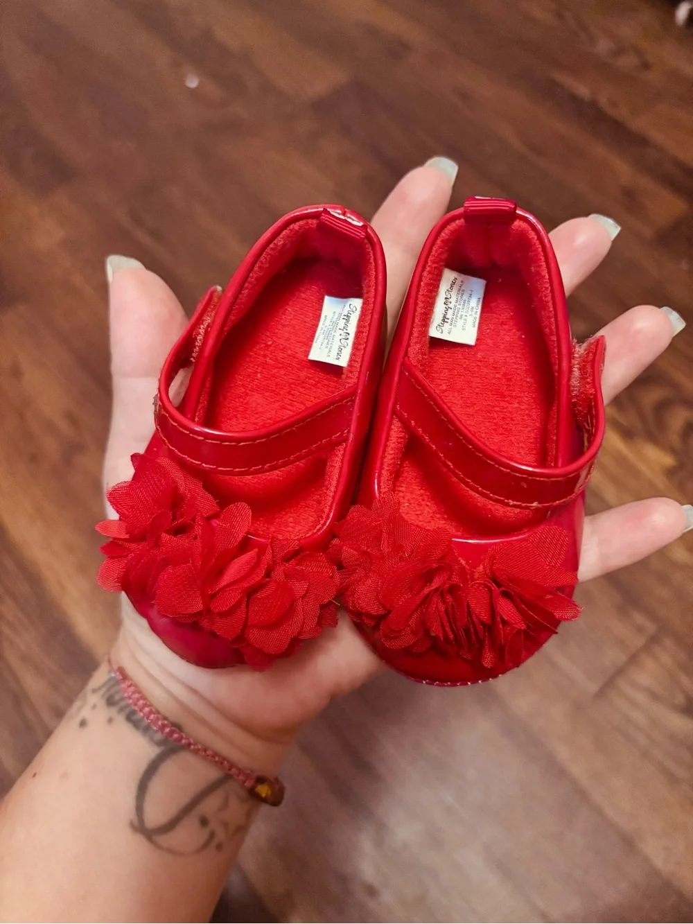 Red Floral Mary Jane Kids Shoes